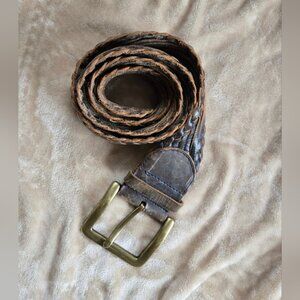 Linea Pelle Western Cowgirl Braided Woven Leather Belt Brass Buckle Size M
